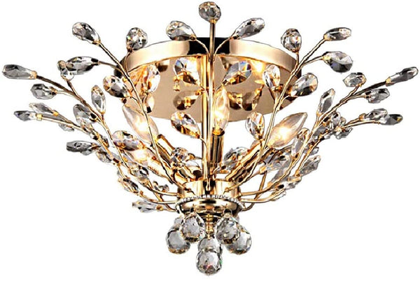 Ava 6-light Gold 27-inch Crystal Flush Mount