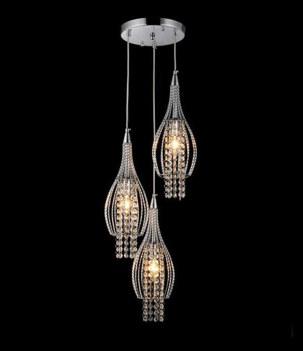 Xuan 3-light Adjustable Crystal Chrome-finish Chandelier