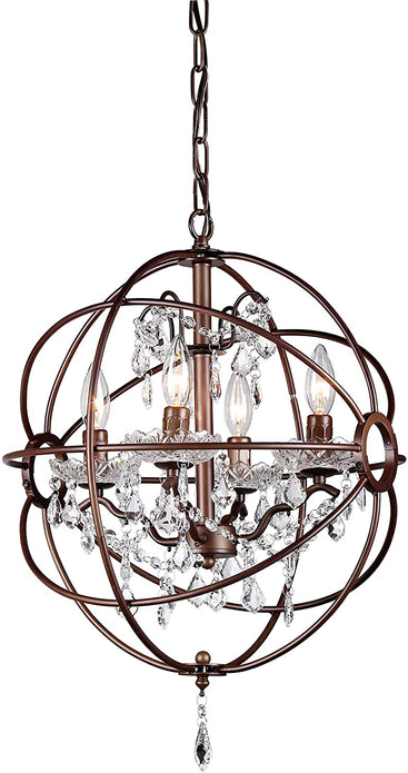 Edwards Antique Bronze 16-inch Crystal Chandelier