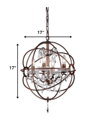 Edwards Antique Bronze 16-inch Crystal Chandelier