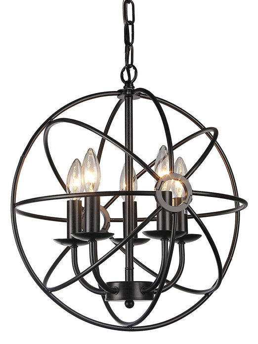 Meila 5-light Black 16-inch Spherical Chandelier