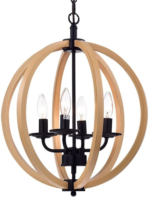 Fedelmid Black Finish Natural Metal 16-inch Round Pendant Lamp