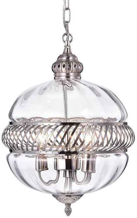 Permin 13-inch Clear Glass Globe with Metal Accents Pendant Light