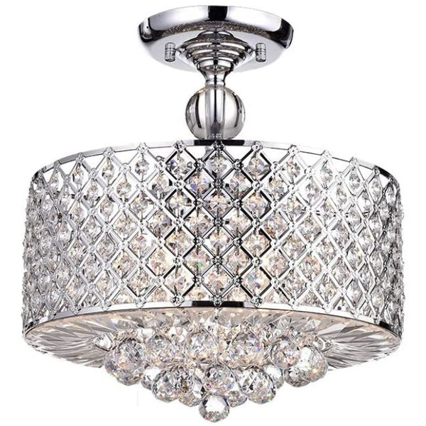 Jereon Chrome Cross Hatch Round Ceiling Lamp