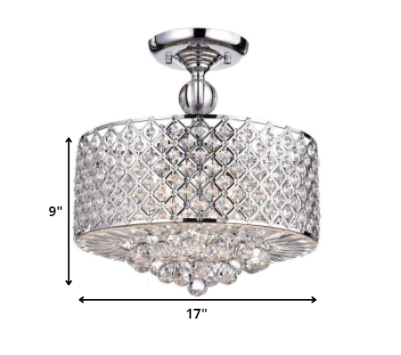 Jereon Chrome Cross Hatch Round Ceiling Lamp