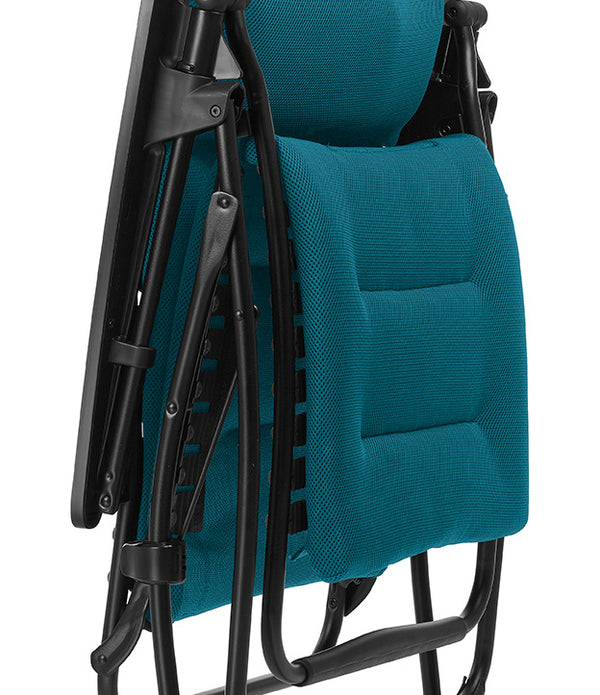 Zero Gravity Recliner - Black Frame - Coral Blue Fabric