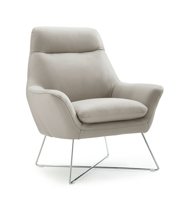 Chair Light Gray Top Grain Italian Leather Stainless Steel Legs.