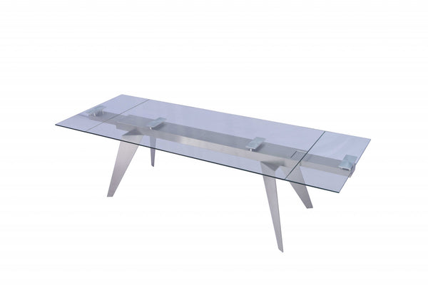 79 X 40 X 31 Clear Glass Extendable Dining Table