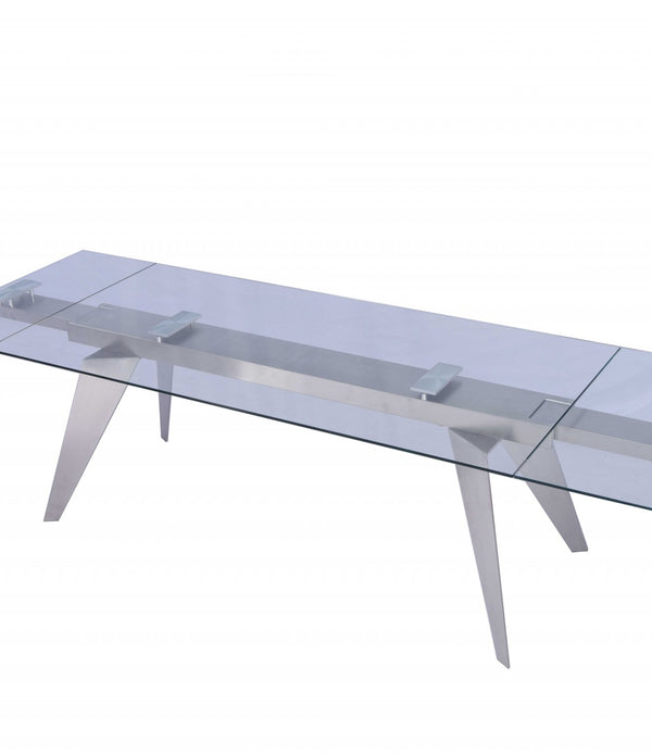 79 X 40 X 31 Clear Glass Extendable Dining Table