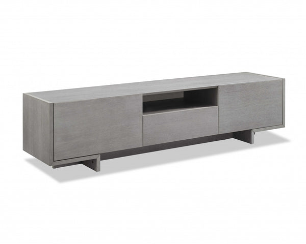 Tv Unit One Middle Drawer And 2 Lid Doors On The Sides All In Grey Oak Venee