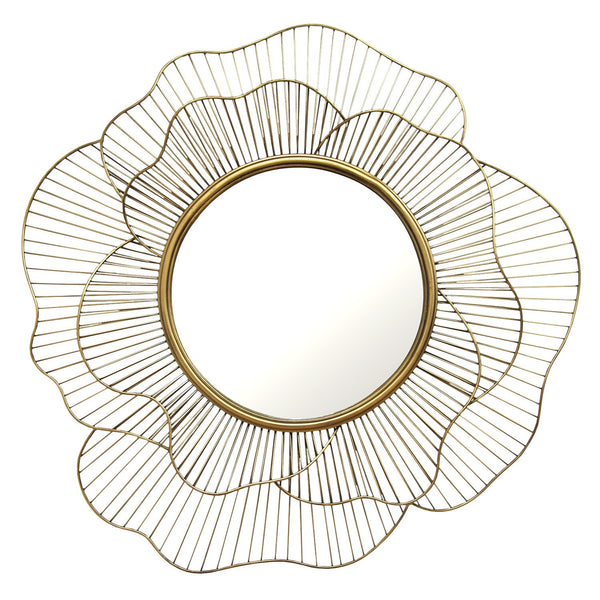 28.25 Round Gold Flower Metal Wall Mirror