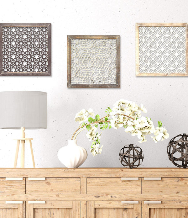 Wood Framed and Metal Laser-Cut Wall Decor