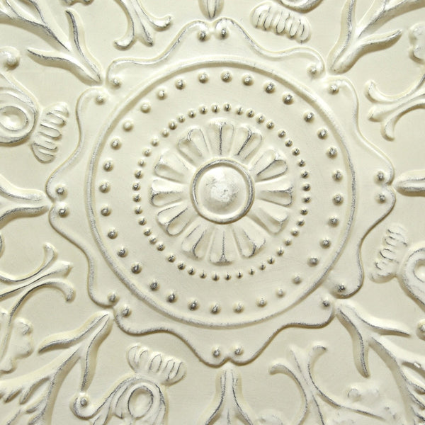 Distressed Floral Shabby Medallion Metal Wall Decor