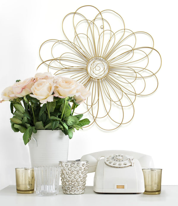 Shimmering Gold Metal Flower Wall Decor