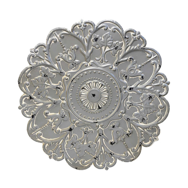 Distressed Floral Metal Medallion Wall Decor