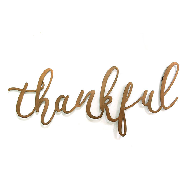 Bronze Thankful Metal Script Wall Decor