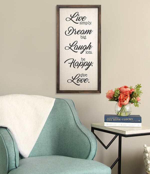 Live Dream Laugh Happy Love Wood and Metal Wall Decor