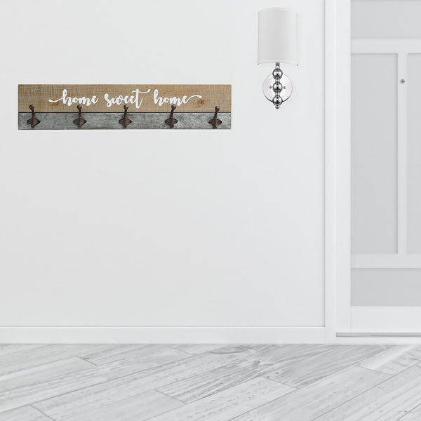 Distressed Home Sweet Home Wood Coat Rack Wall Hanging