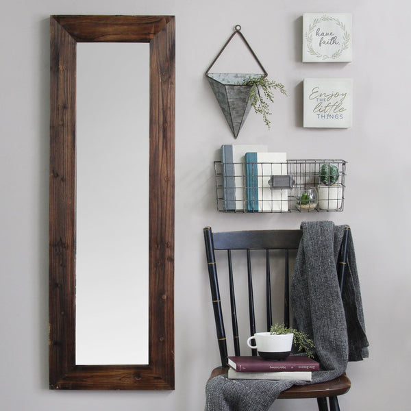 15.94" X 1.26" X 48.03" Dark Natural Wood Long-Length Design Mirror