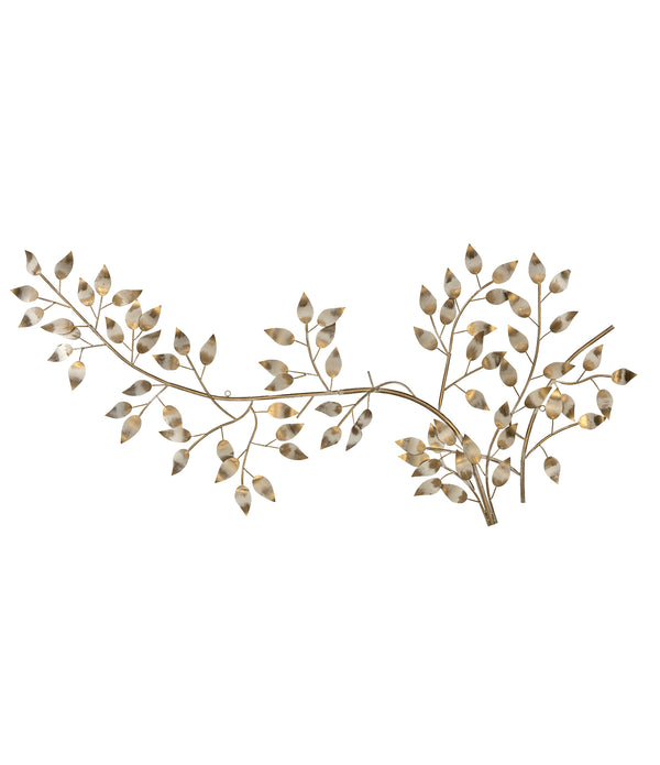 Brushed Gold Flowing Leaves Metal Wall Decor