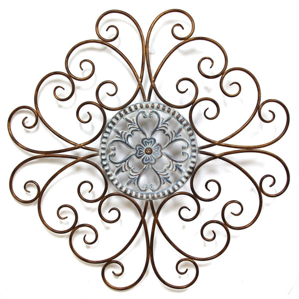 Elegant Scroll Medallion Metal Wall Decor