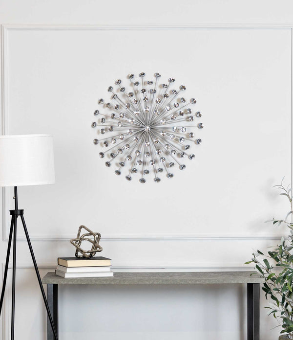 Silver Acrylic Burst Metal Wall Decor