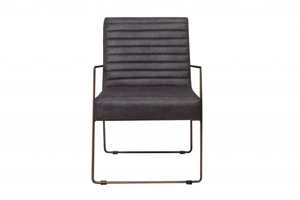 Ergonomic Grey Faux Leather Modern Arm Chair