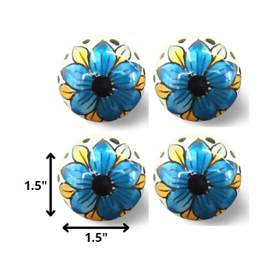 1.5" x 1.5" x 1.5" Blue Black And Yellow  Knobs 8 Pack