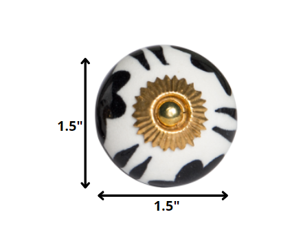 1.5" x 1.5" x 1.5" White Black and Yellow  Knobs 12 Pack