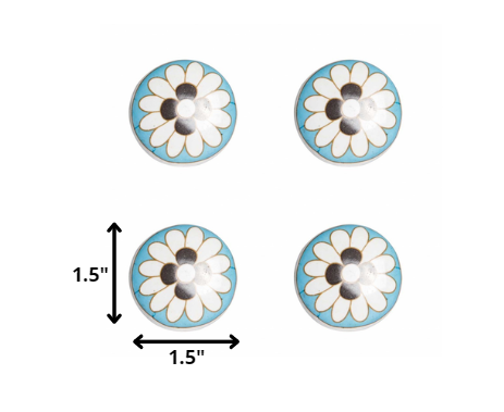 Floral White and Sky Blue Set of 12 Knobs