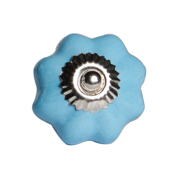 1.5" x 1.5" x 1.5" Light Blue and Silver  Knobs 12 Pack