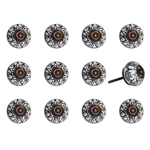 1.5" x 1.5" x 1.5" Black White Copper  Knobs 12 Pack