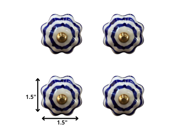 1.5" x 1.5" x 1.5" White Blue and Copper  Knobs 12 Pack