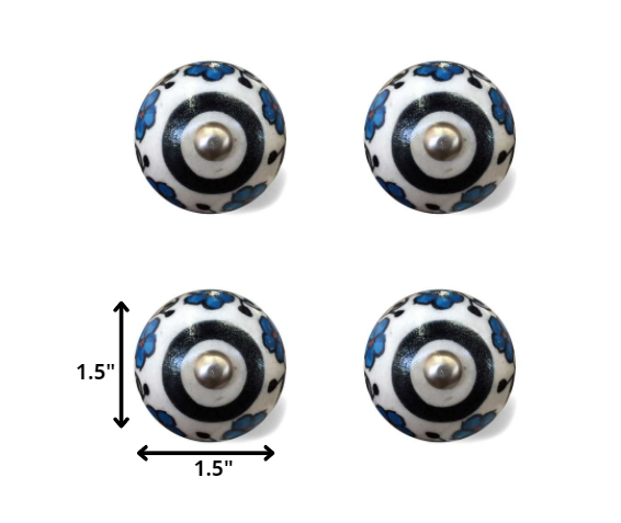 1.5" x 1.5" x 1.5" White Black and Navy  Knobs 12 Pack