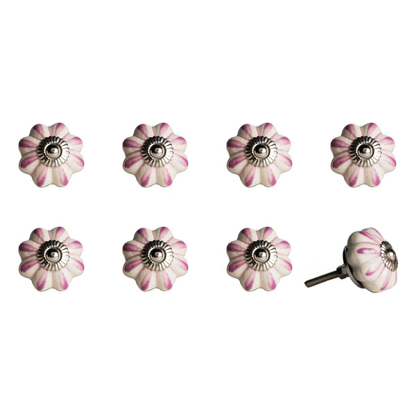 1.5" x 1.5" x 1.5" Hues Of Cream Pink And Silver  Knobs 8 Pack