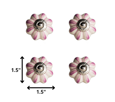 1.5" x 1.5" x 1.5" Hues Of Cream Pink And Silver  Knobs 8 Pack