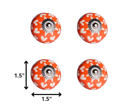 1.5" x 1.5" x 1.5" Hues Of Orange White And Silver  Knobs 8 Pack