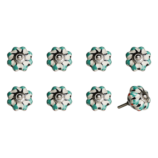 1.5" x 1.5" x 1.5" Hues Of White Green And Black  Knobs 8 Pack