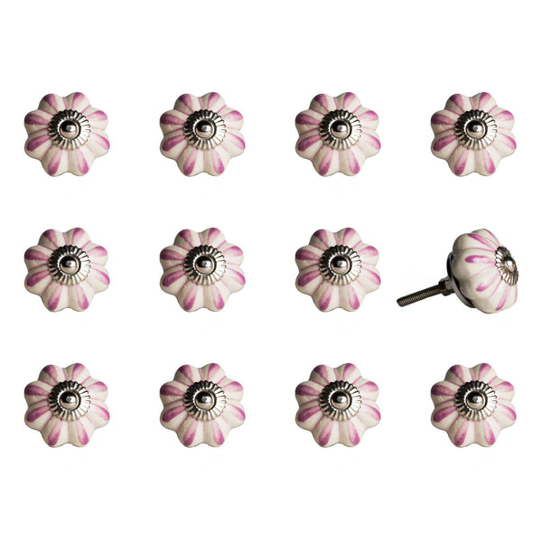 1.5" x 1.5" x 1.5" Cream Pink and Silver  Knobs 12 Pack