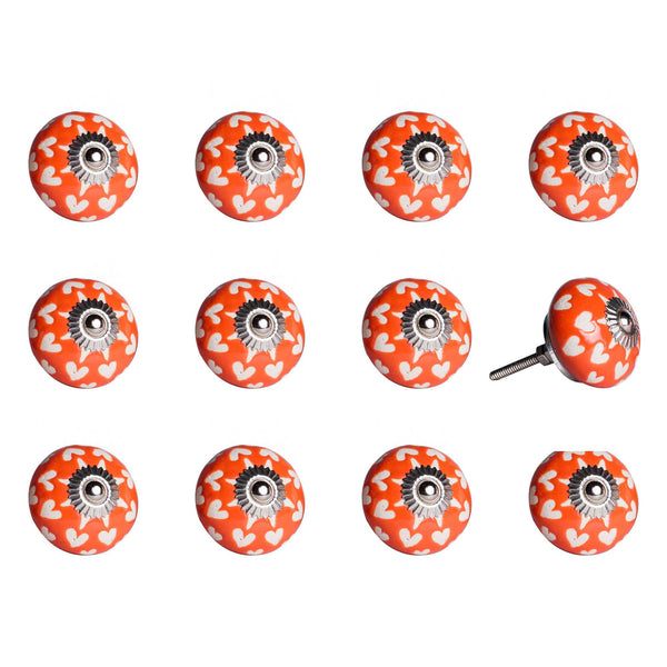 1.5" x 1.5" x 1.5" Orange White and Silver  Knobs 12 Pack