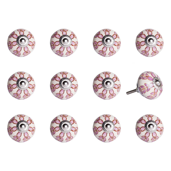 1.5" x 1.5" x 1.5" White Pink and Burgundy  Knobs 12 Pack