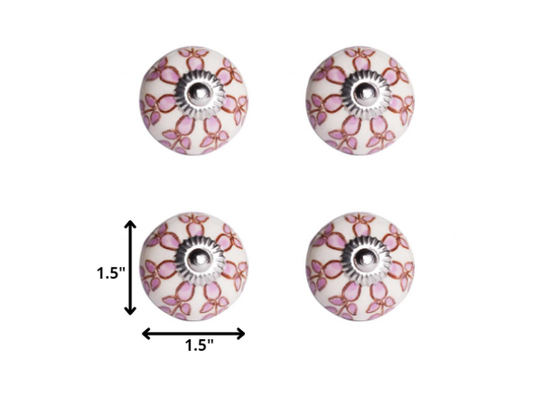 1.5" x 1.5" x 1.5" White Pink and Burgundy  Knobs 12 Pack