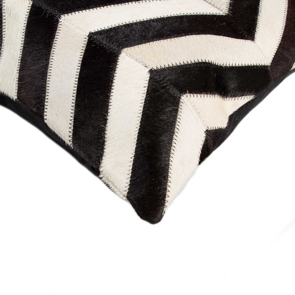 18" x 18" x 5" Lovely Black and Natural Kobe Cowhide  Pillow