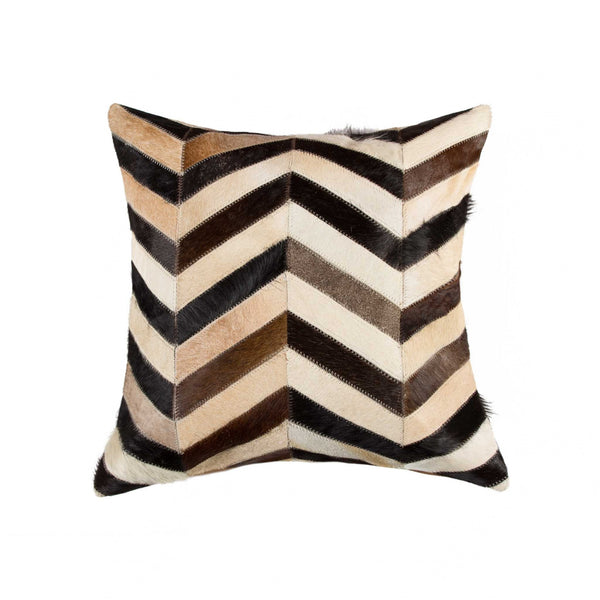 18" x 18" x 5" Stunning Tricolor Chevron Torino Kobe Cowhide  Pillow