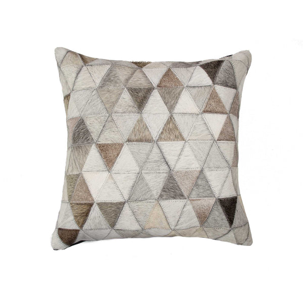 18" x 18" x 5" Superlative Grey Torino Kobe Cowhide - Pillow