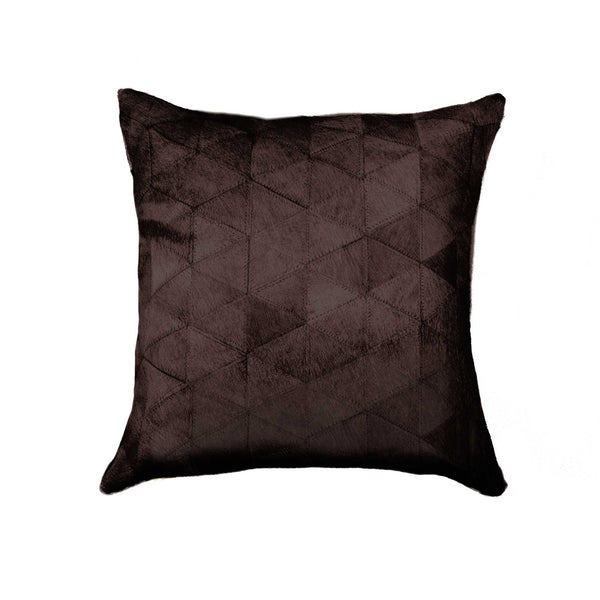 18" x 18" x 5" Contemporary Chocolate Mosaic Kobe Cowhide  Pillow