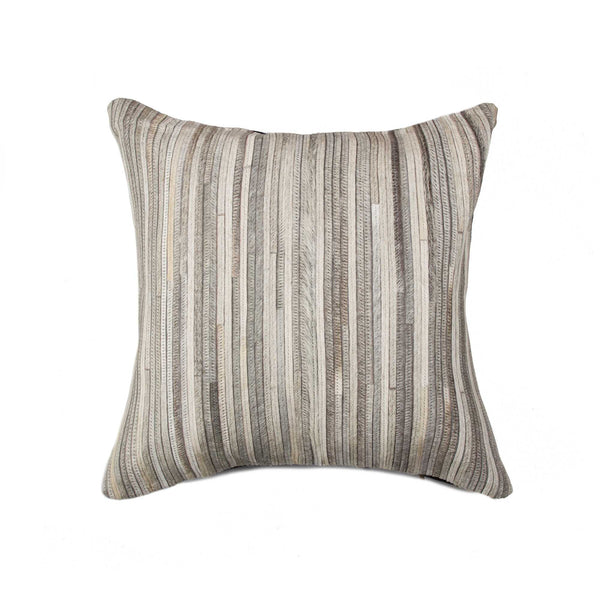 18" x 18" x 5" Grey Seville Torino Kobe Cowhide  Pillow