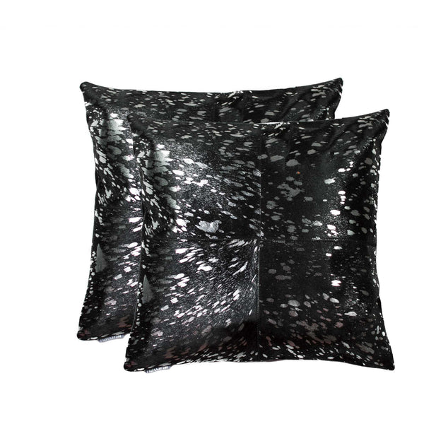 18" x 18" x 5" Silver And Black Torino Quattro  Pillow 2 Pack