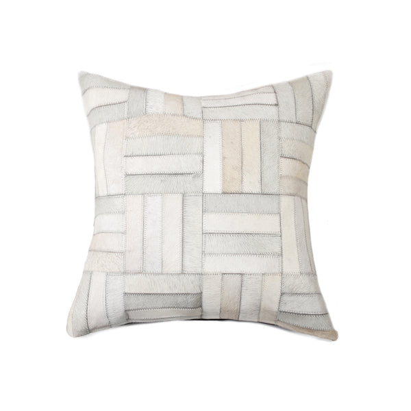 18" x 18" x 5" Unique Off White Torino Kobe Cowhide  Pillow