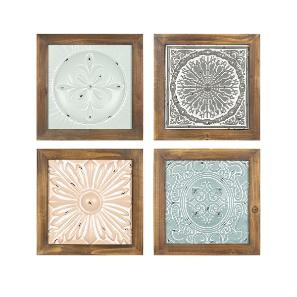 Set of 4 Trendy Framed Tiles